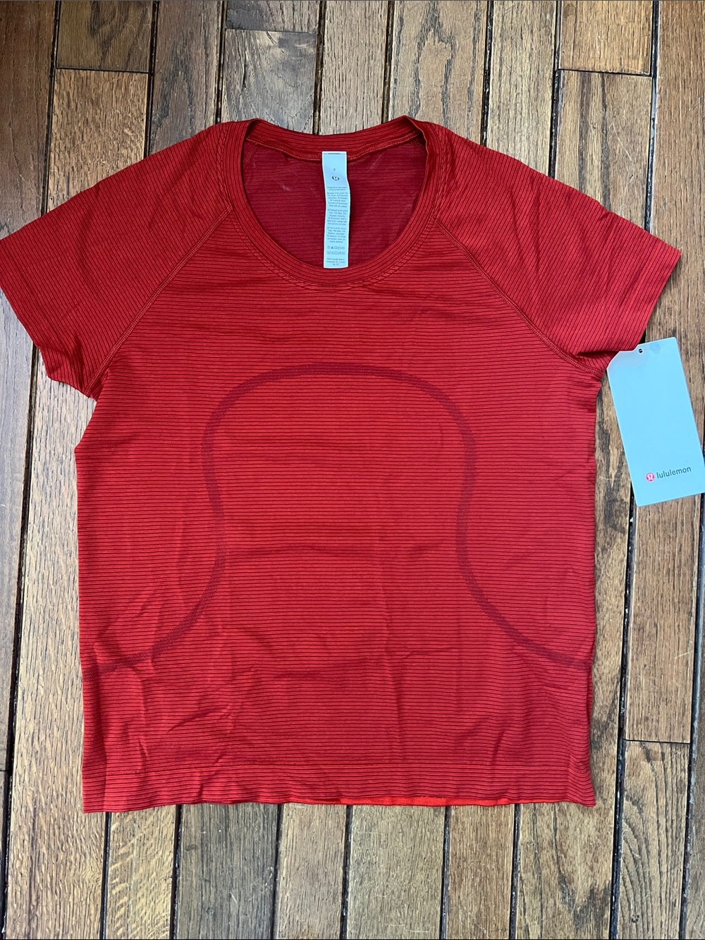Lululemon Cranberry Charm Cherry Stripe Swiftly Tech Short Sleeve Sz 6 NWT